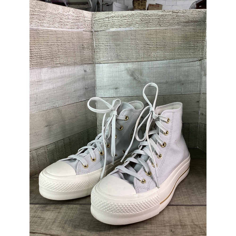 Converse Chuck Taylor All Star Lift High Top Grey Gold Platform A08237C Womens 7